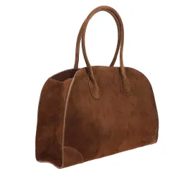 Grand sac cabas marron chocolat en cuir KOBAN - coté