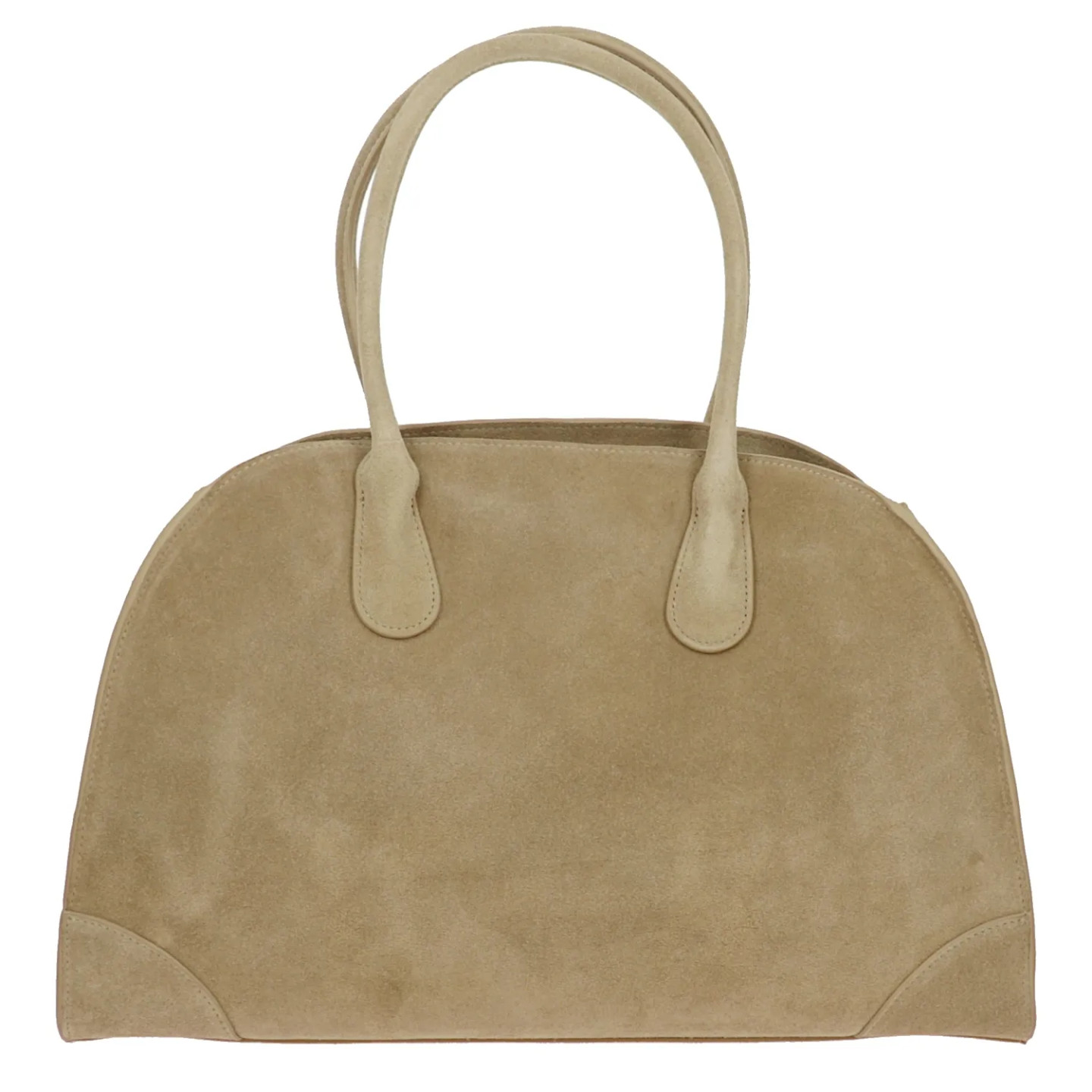 Grand sac cabas taupe en cuir KOBAN - face