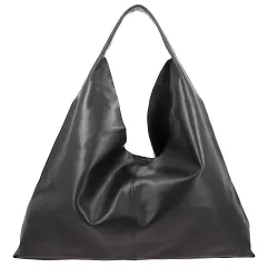 Sac fourre tout noir en cuir CARMEN - face