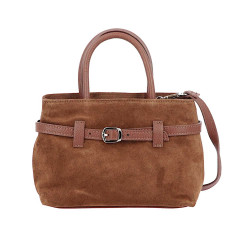 Sac à main en cuir marron Hermina - face