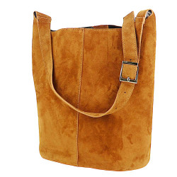 Sac en cuir daim camel Aliénor - face