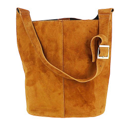 Sac en cuir daim camel Aliénor - face