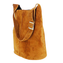 Sac en cuir daim camel Aliénor - coté