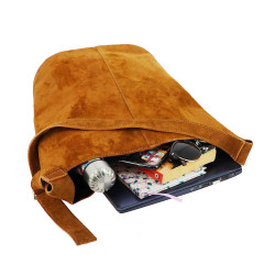 Sac en cuir daim camel Aliénor - intérieur
