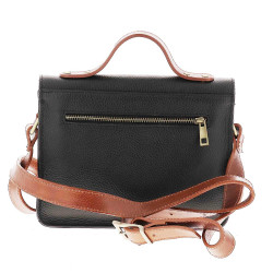 BALDONE sac cartable en cuir - dos - noir